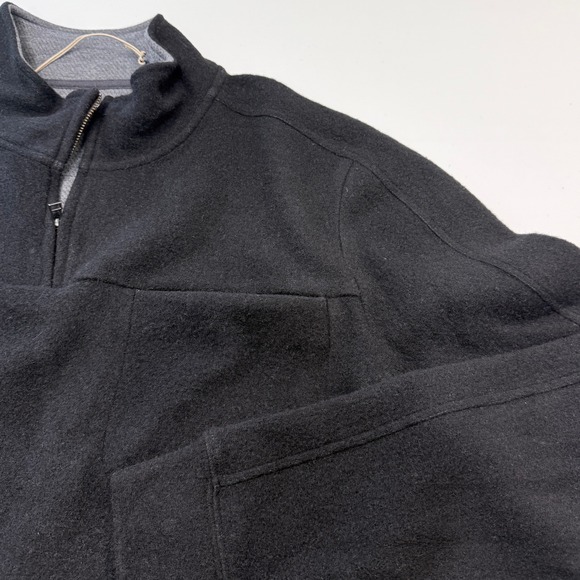 Toad&Co Mens Large Black Wool Blend Quarter Zip Pullover Sweater Midweight NWT - Picture 3 of 8